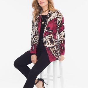 CHICO'S Soft Structured Bold Print Blazer with Single Button, Size M
